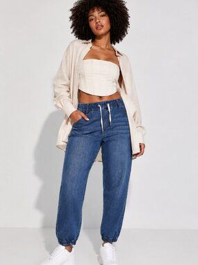 Rewash Joggers Denim Jeans with Drawstring Size XL